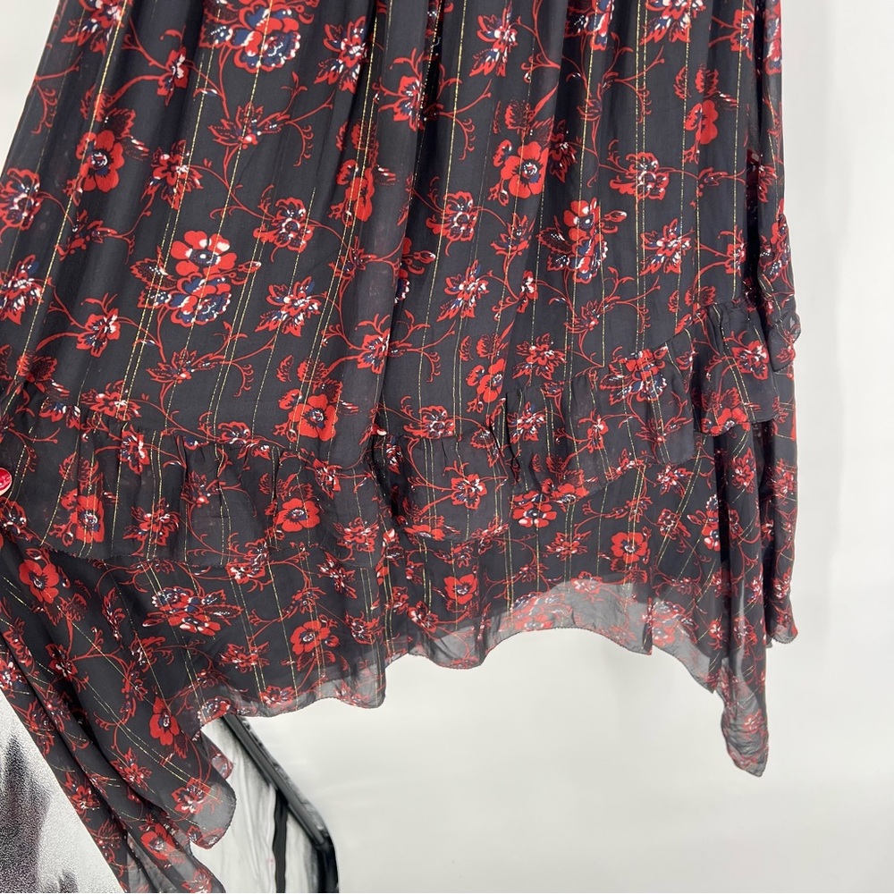 Ulla Johnson Ciel Silk Floral and Metallic Midi Dress Size 4 - Picture 11 of 12